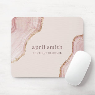 Pastel Soft Blush Rose Gold Agate Marble Texture Mousepad