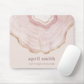 Pastel Soft Blush Rose Gold Agate Marmortextur Mousepad (Mit Mouse)