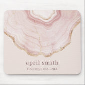 Pastel Soft Blush Rose Gold Agate Marmortextur Mousepad (Vorne)