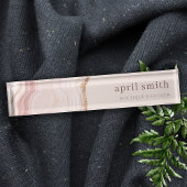 Pastel Soft Blush Rose Gold Agate Marmortextur Namensplakette