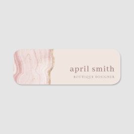 Pastel Soft Blush Rose Gold Agate Marmortextur Namensschild