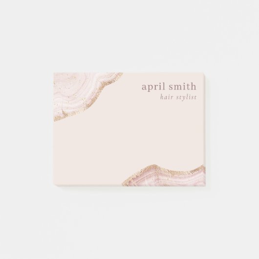 Pastel Soft Blush Rose Gold Agate Marmortextur Post-it Klebezettel (Vorderseite)