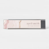 Pastel Soft Blush Rose Gold Agate Marmortextur Schreibtischnamensplakette (Vorderseite )