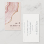 Pastel Soft Blush Rose Gold Agate Marmortextur Visitenkarte (Vorne/Hinten)