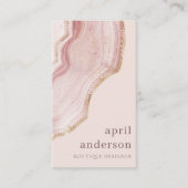Pastel Soft Blush Rose Gold Agate Marmortextur Visitenkarte (Vorderseite)