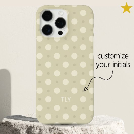 Pastel Soft Gray Dots Pattern Custom Name Initials Case-Mate iPhone Hülle