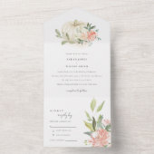 Pastel Soft White Pumpkin Blush Floral Wedding All In One Einladung (Innen Boden)