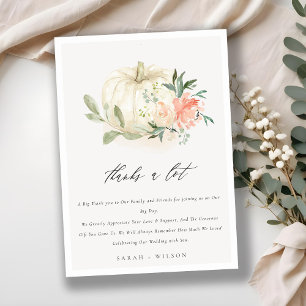 Pastel Soft White Pumpkin Blush Floral Wedding Dankeskarte