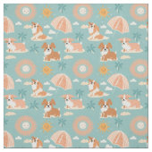 Pastel Sommertage am Strand mit den Doggos Stoff (Muster)