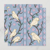 Pastel Songbird und Blüten zum Geburtstag Einladun (Vorne/Hinten)