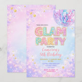 Pastel Sparkle Disco Glam Kids Birthday Party Einladung (Vorne/Hinten)