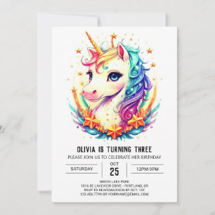 Pastel Sparkling Unicorn Geburtstag Einladung