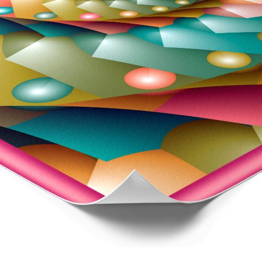 Pastel Spiral Fraktal Design Poster (Ecke)