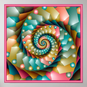 Pastel Spiral Fraktal Design Poster