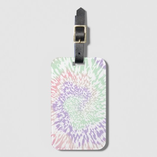 Pastel Spiral Shibori Gefärbte Krawatte Hippie Ret Gepäckanhänger (Vorderseite Vertikal)
