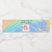 Pastel Spiral Welcome New Baby "Sip & See" Party Wasserflaschenetikett (Einzelnes Label)