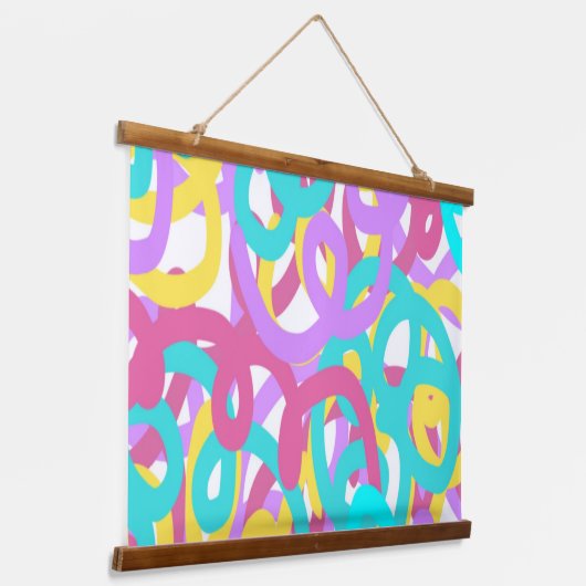 Pastel Spirals Abstrakt Wandteppich Mit Holzrahmen (Gewinkelt)