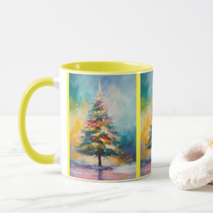 Pastel Splattered Abstrakten Weihnachtsbaum Tasse
