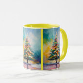 Pastel Splattered Abstrakten Weihnachtsbaum Tasse (VorderseiteRechts)