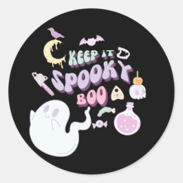 Pastel Spooky Ghost & Gang Black Halloween Runder Aufkleber