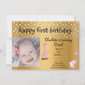 Pastel Spot Gold Foto BIRTHDAY PARTY EINLADUNGEN (Vorderseite)