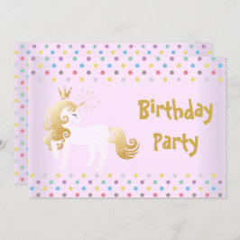 PASTEL SPOT PINK WHITE UNICORN GEBURTSTAGSPARTEI EINLADUNG