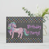 PASTEL SPOT UNICORN BIRTHDAY PARTY CHALKBOARD EINLADUNG (Stehend Vorderseite)
