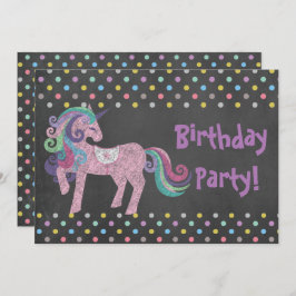 PASTEL SPOT UNICORN BIRTHDAY PARTY CHALKBOARD EINLADUNG