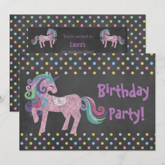 PASTEL SPOT UNICORN BIRTHDAY PARTY CHALKBOARD EINLADUNG
