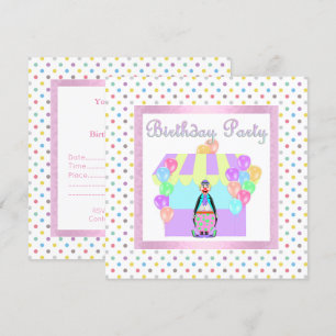 PASTEL SPOTS CIRCUS FUN EINLADEN Rosa Einladung
