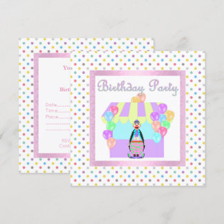 PASTEL SPOTS CIRCUS FUN EINLADEN Rosa Einladung