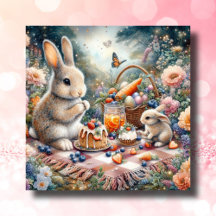 Pastel Spring Bunny Easter Basket Picnic