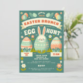 Pastel Spring Bunny Easter Egg Hunt & Brunch Einladung (Stehend Vorderseite)