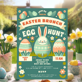 Pastel Spring Bunny Easter Egg Hunt & Brunch Einladung