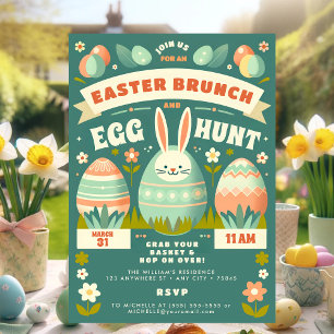 Pastel Spring Bunny Easter Egg Hunt & Brunch Einladung