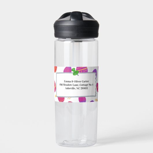 Pastel Spring Bunny Playful Ostereier Muster Trinkflasche (Vorderseite)