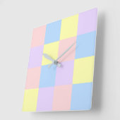 Pastel Spring Checkers Quadratische Wanduhr (Winkel)