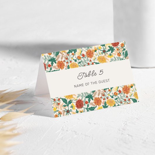 Pastel Spring Dahlia Flowers Wedding Place Card Tischnummer