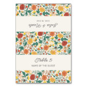 Pastel Spring Dahlia Flowers Wedding Place Card Tischnummer (Vorderseite)