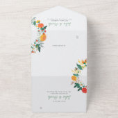 Pastel Spring Dahlia Wildblumen Wreath Wedding All In One Einladung (Außenbereich)