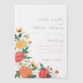 Pastel Spring Dahlia Wildblumen Wreath Wedding Pergament Einladungen (Vorderseite)