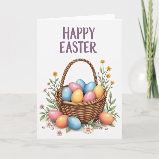 Pastel Spring Eggs Basket Card Karte (Vorderseite)