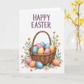 Pastel Spring Eggs Basket Card Karte (Gelbe Blume)