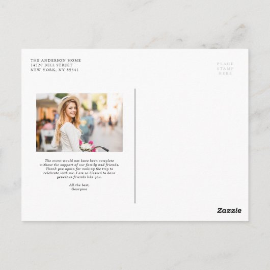 Pastel Spring Floral Blooms Abschluss Vielen Dank Postkarte (Rückseite)