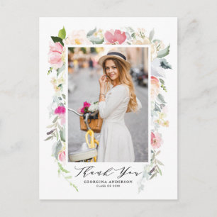 Pastel Spring Floral Blooms Abschluss Vielen Dank Postkarte