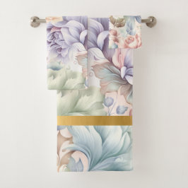 PASTEL SPRING FLORAL GOLD BADEZIMMER TOWEL SET