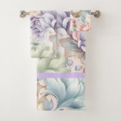 PASTEL SPRING FLORAL LILAC BADEZIMMER TOWEL SET (Insitu)