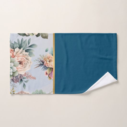 PASTEL SPRING FLORAL NAVY 2 BADEZIMMER TOWEL SET (Handtuch)
