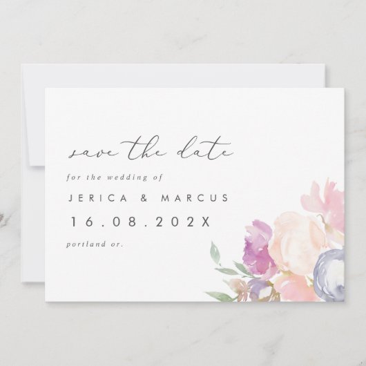 Pastel Spring Floral Wedding Save the Date (Vorderseite)