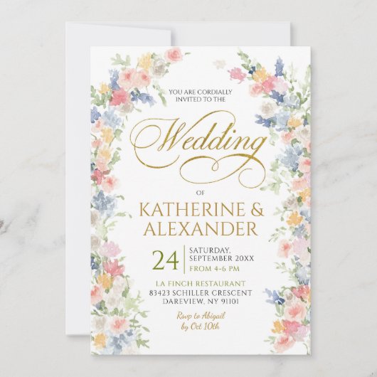 Pastel Spring Floral Wedding Save the Date Einladung (Vorderseite)